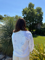 Veste en jean blanc style bohème femme  vue de dos 