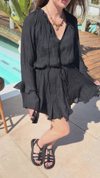 vidéo présentation robe courte léane noir évasée style chic et décontracté pour femme