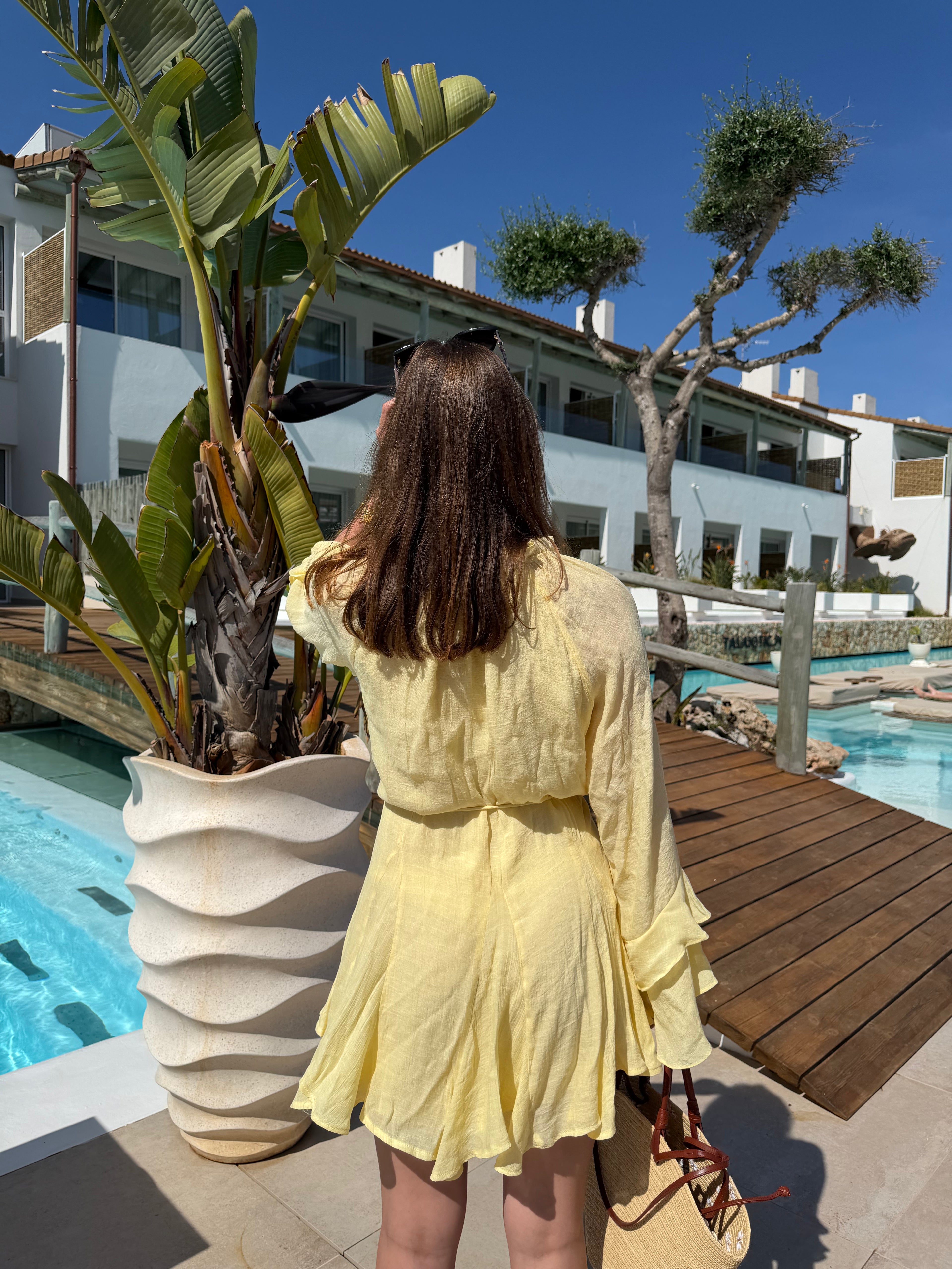 robe courte léane jaune évasée style chic et décontracté pour femme
