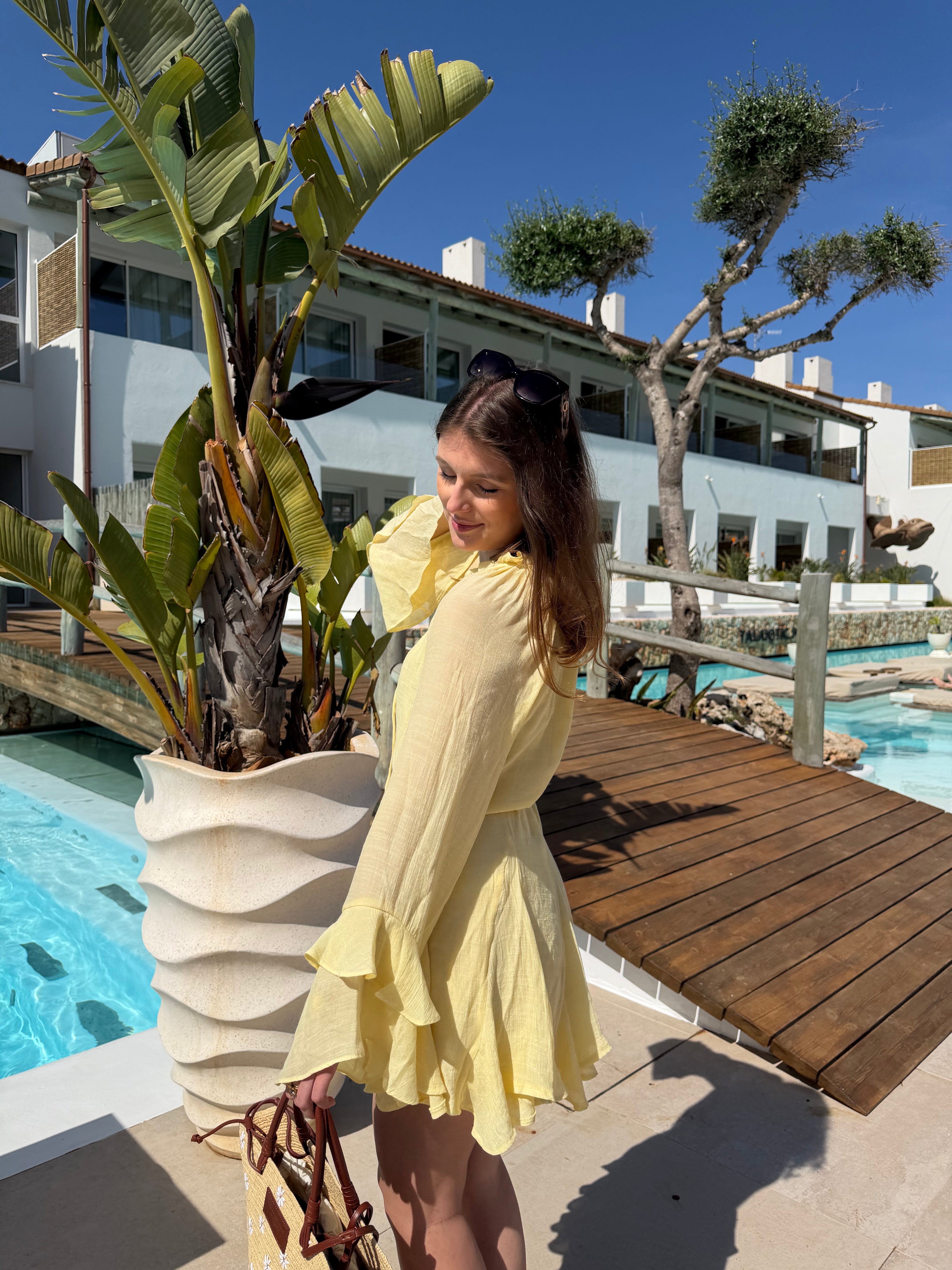 robe courte léane jaune évasée style chic et décontracté pour femme
