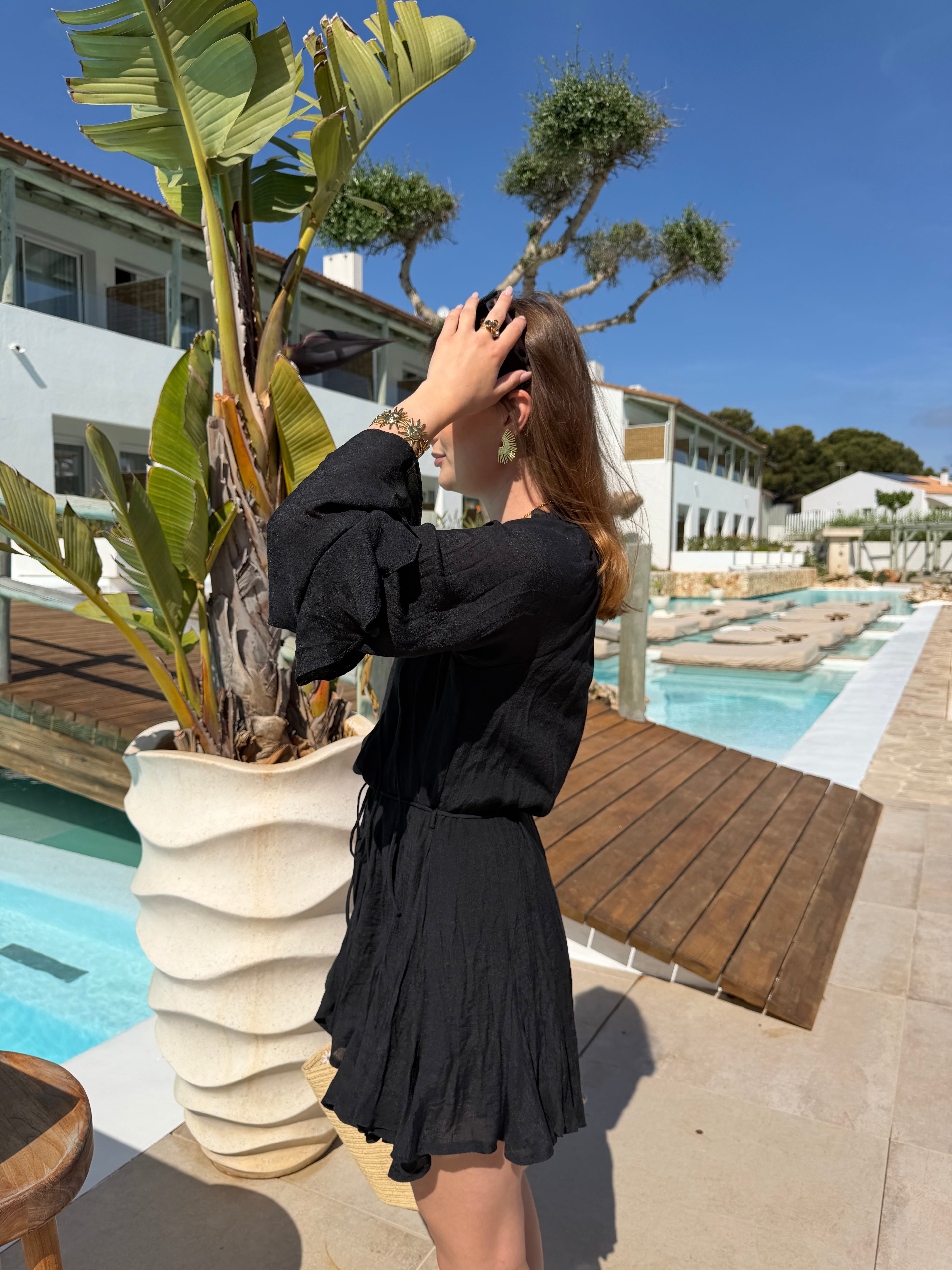 robe courte léane noir évasée style chic et décontracté pour femme