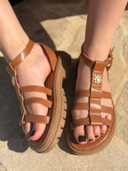 sandale soleil camel style bohème pour femme