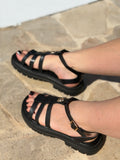sandale soleil noir style bohème pour femme