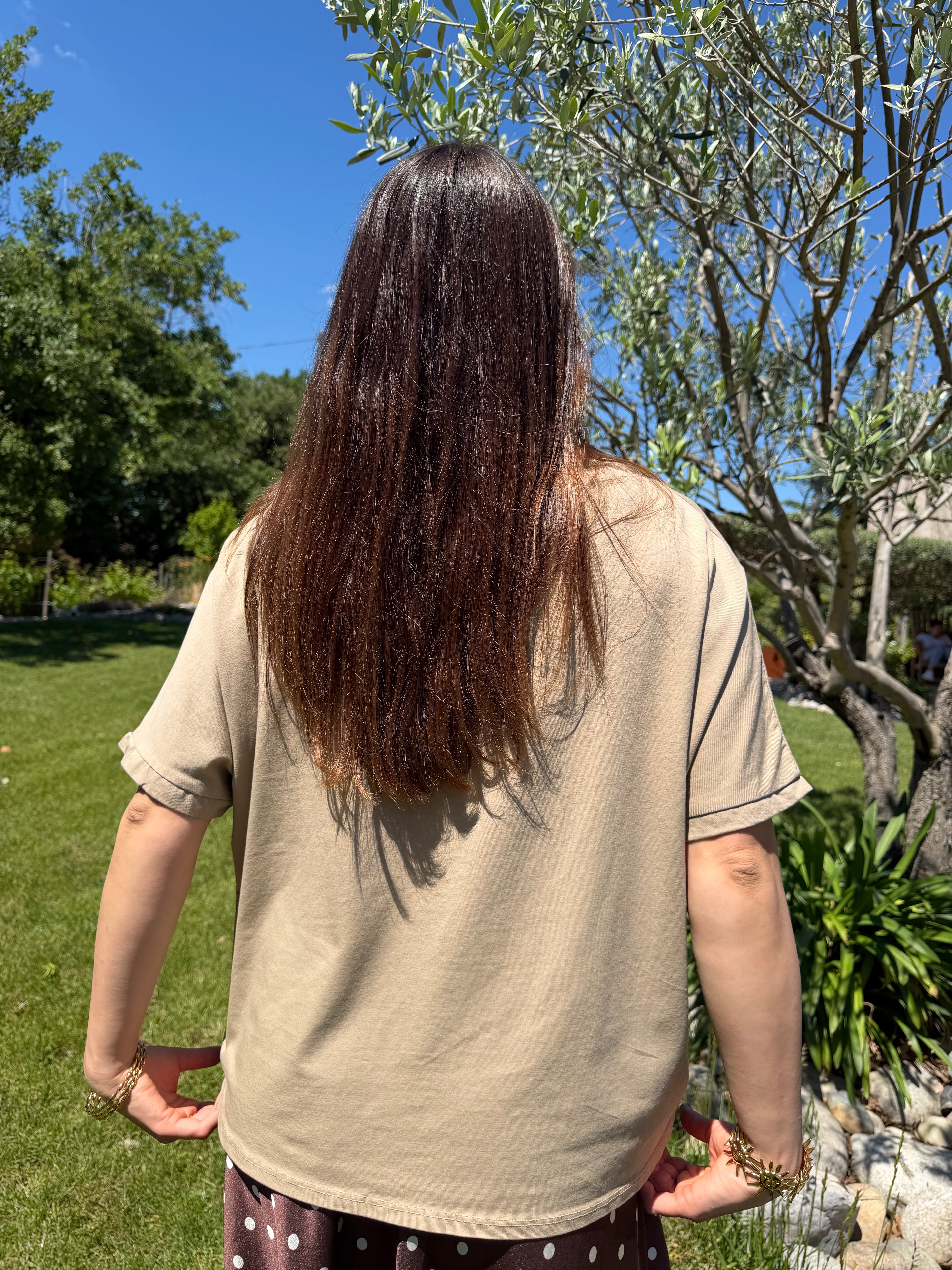 tee shirt oversize taupe style décontracté pour femme 