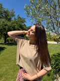 tee shirt oversize taupe style décontracté pour femme 