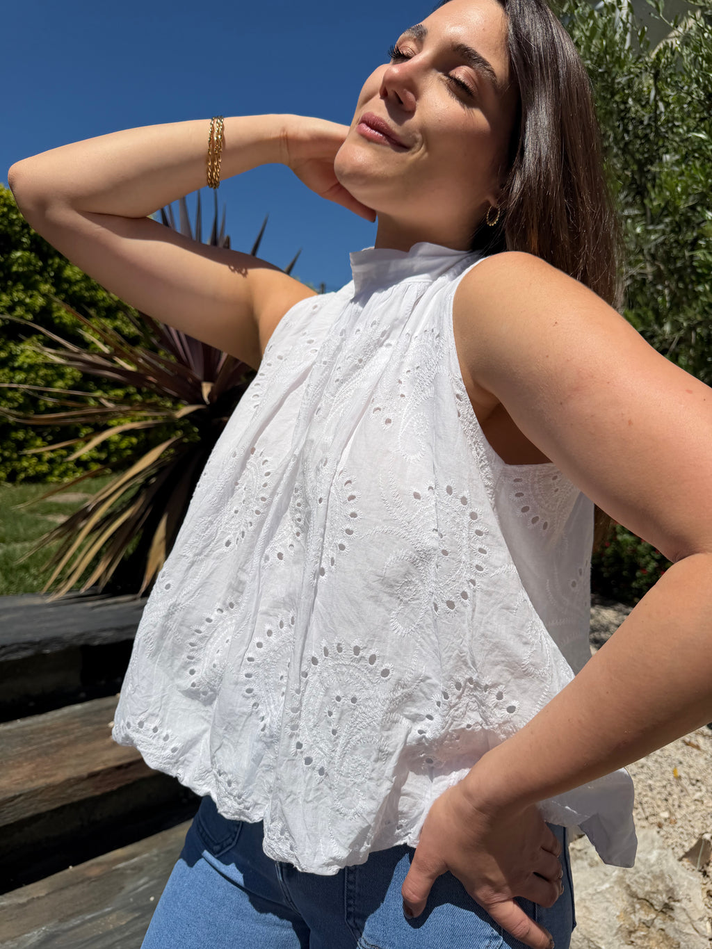 top dos nu avec nœud papillon style bohème pour femme
