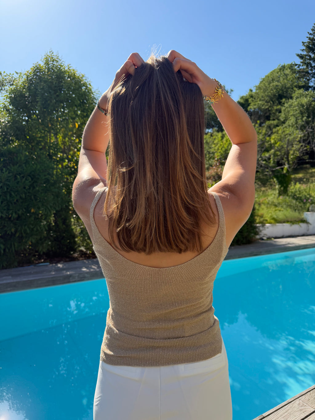 débardeur doré à paillette pour un style décontracté pour femme