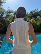 top broderie anglaise blanc pour un style chic et décontracté  pour femme